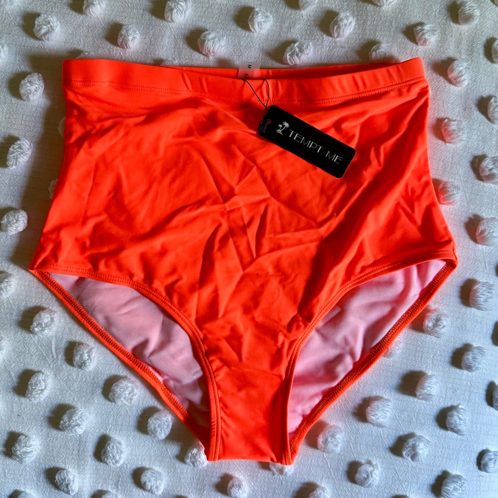 NWT Tempt Me Women's Orange High-Waisted Bikini Bottom